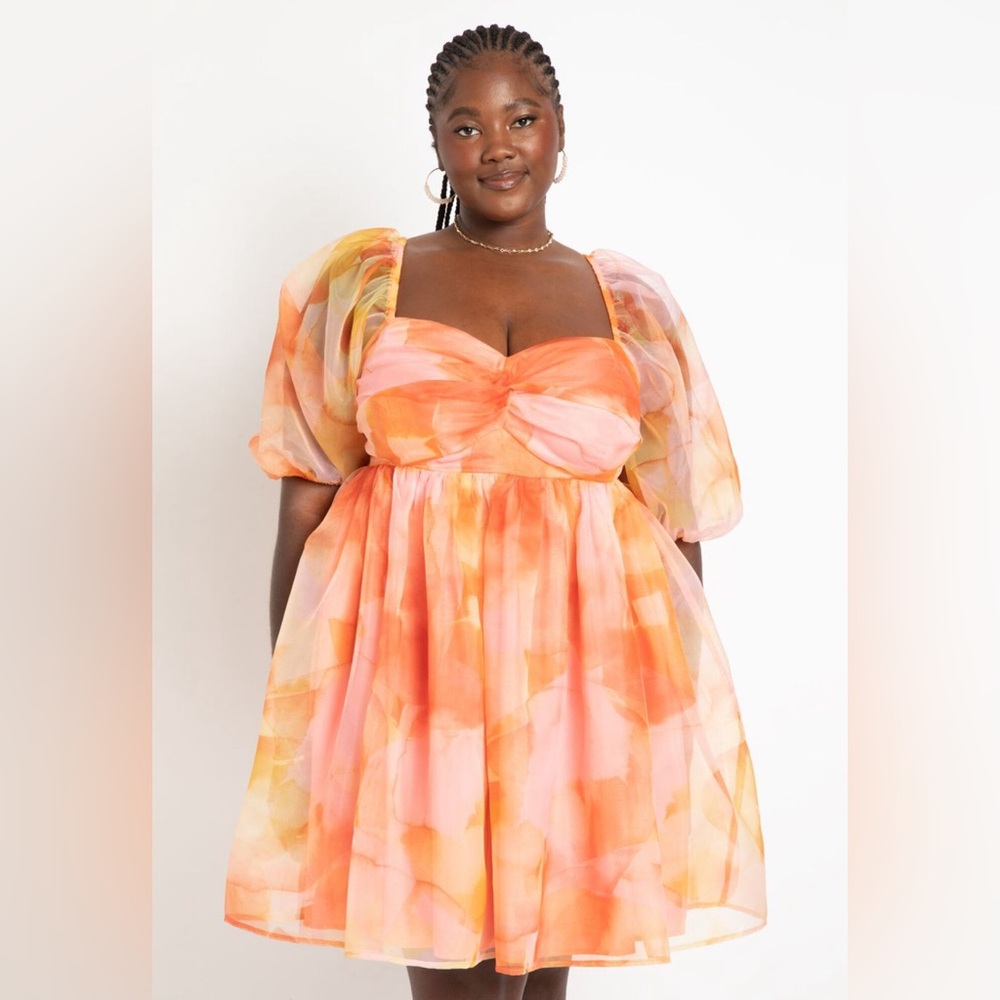 ELOQUII Twist Bodice Mini Dress